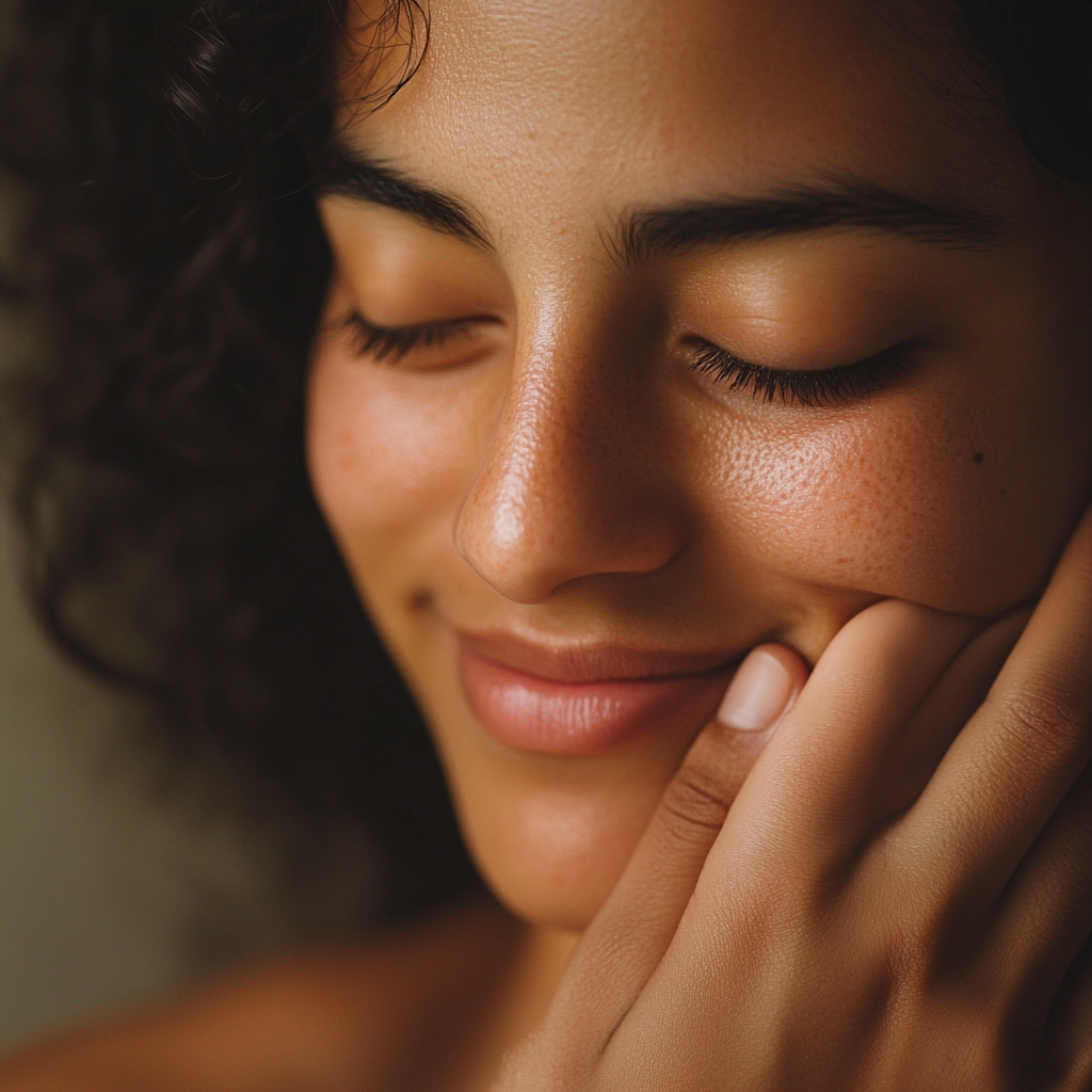 A Serene Latina Woman with Gentle Smile