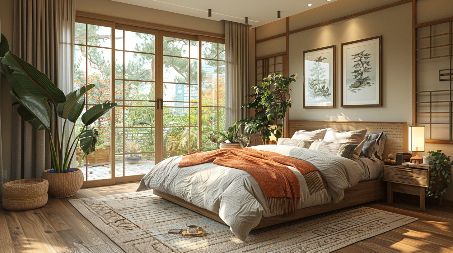 A Serene and Cozy Bedroom with Warm Lighting