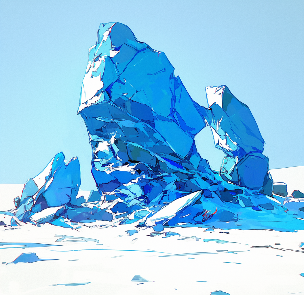 A Sharp Blue Rock in Snowy Mountains