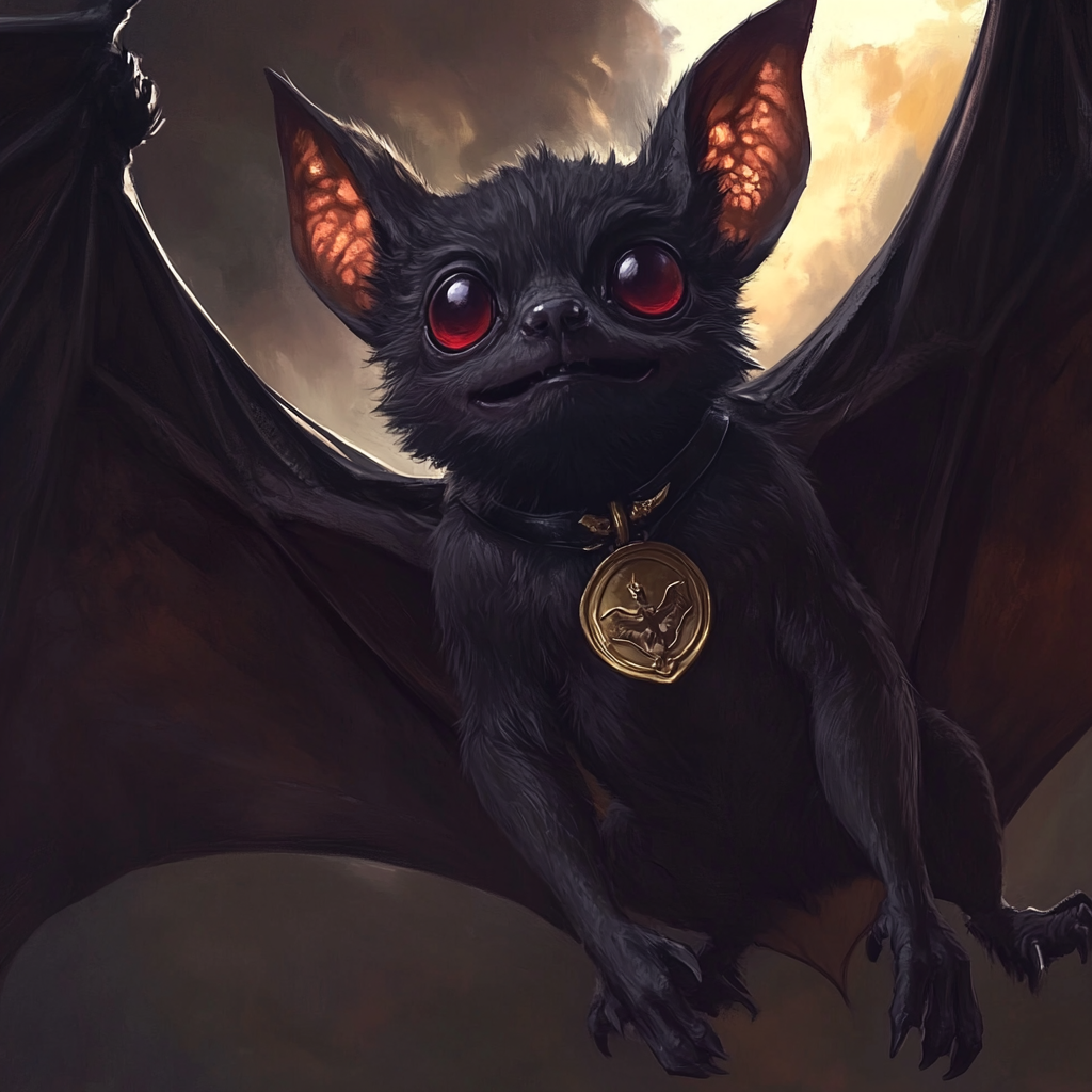 A Shiny Black Bat with Red Eye-Fantasy Art