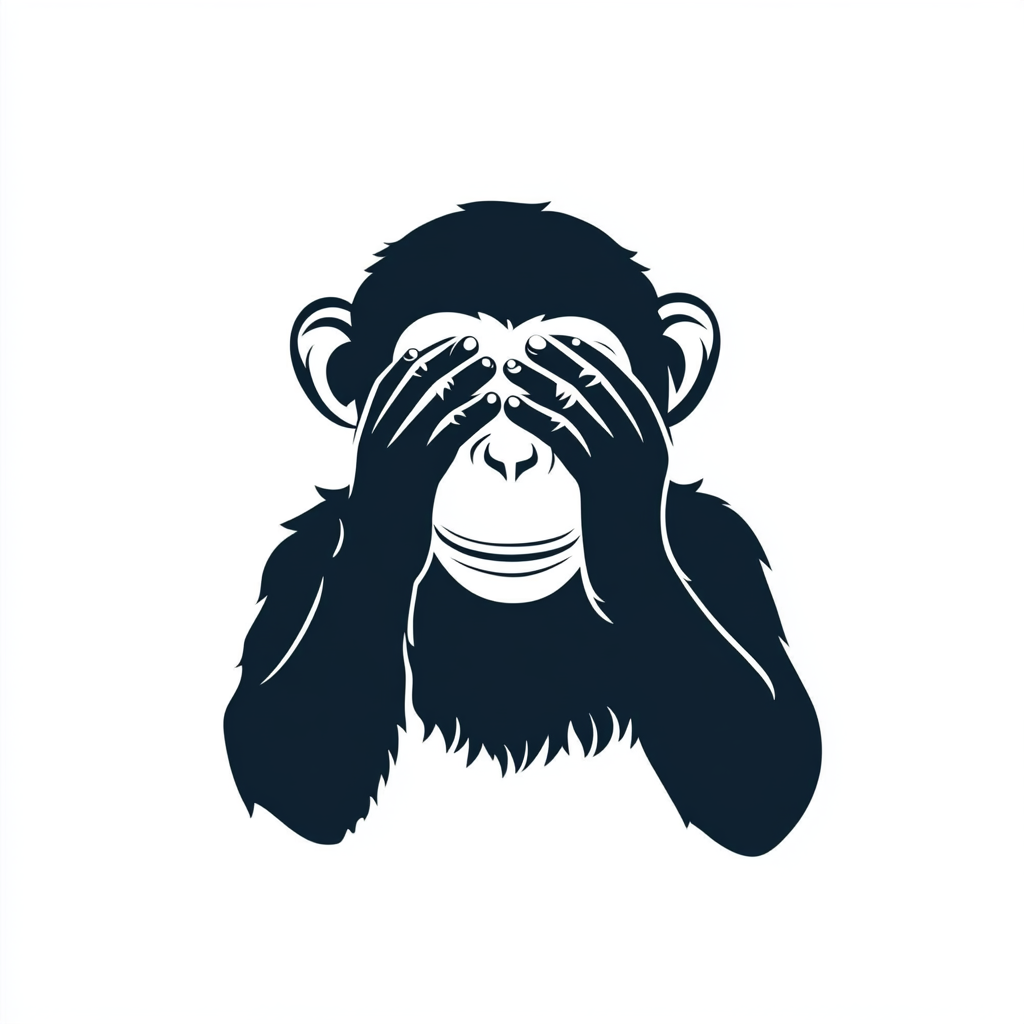 A Silly Monkey Hides Eyes, Smiling Vector