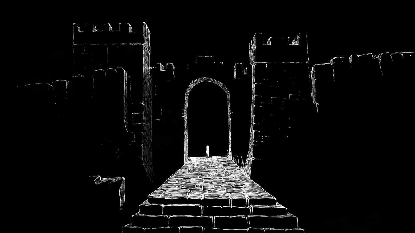 A Simple Black and White Pixel Dungeon Drawing