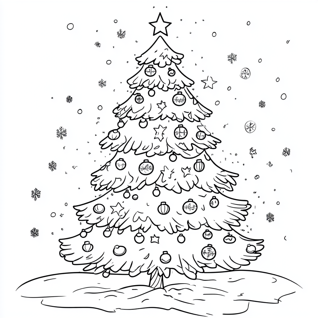 A Simple Christmas Tree Coloring Page for Toddlers.