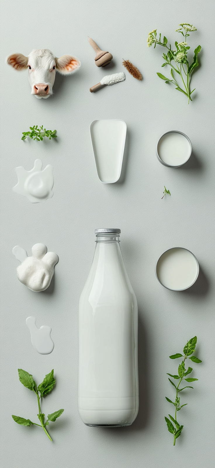 Dairy Farm Background with Milk Elements