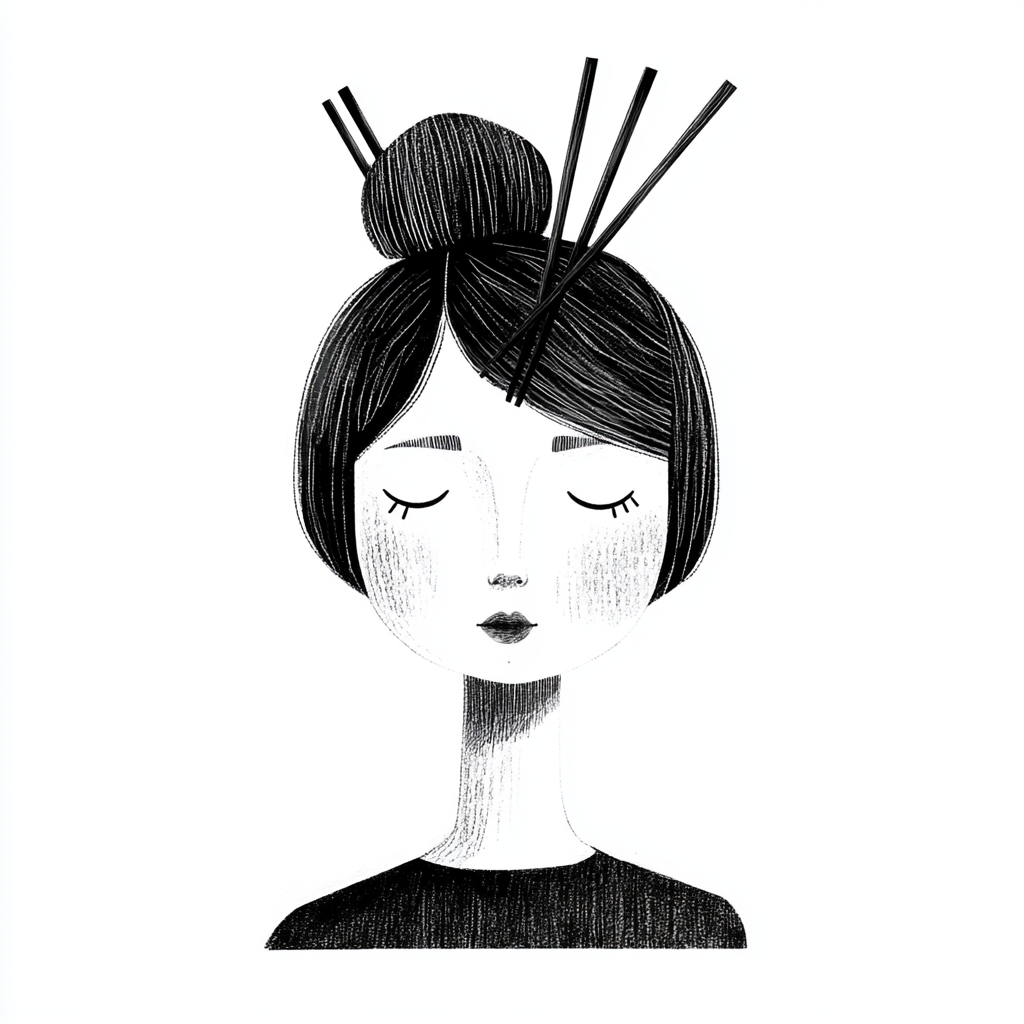 A Simple Drawing of a Japanese Woman