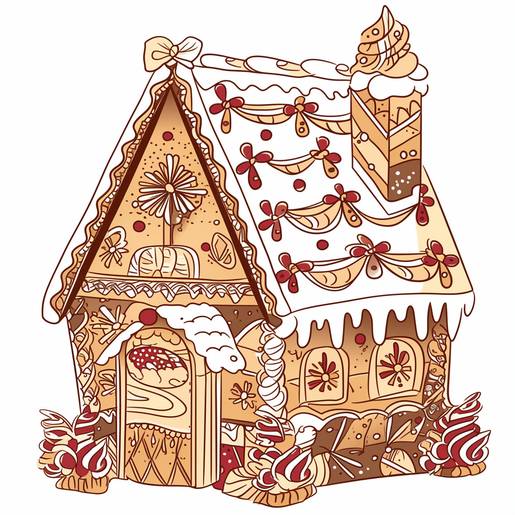 A Simple Gingerbread House with Vibrant Colors