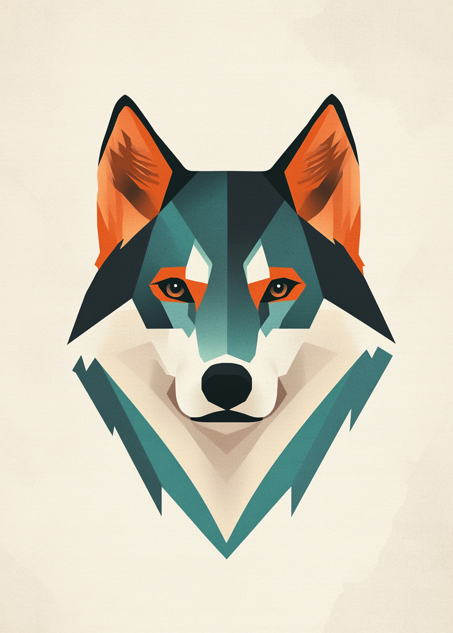 A Simple Huskie Head in Geometric Style