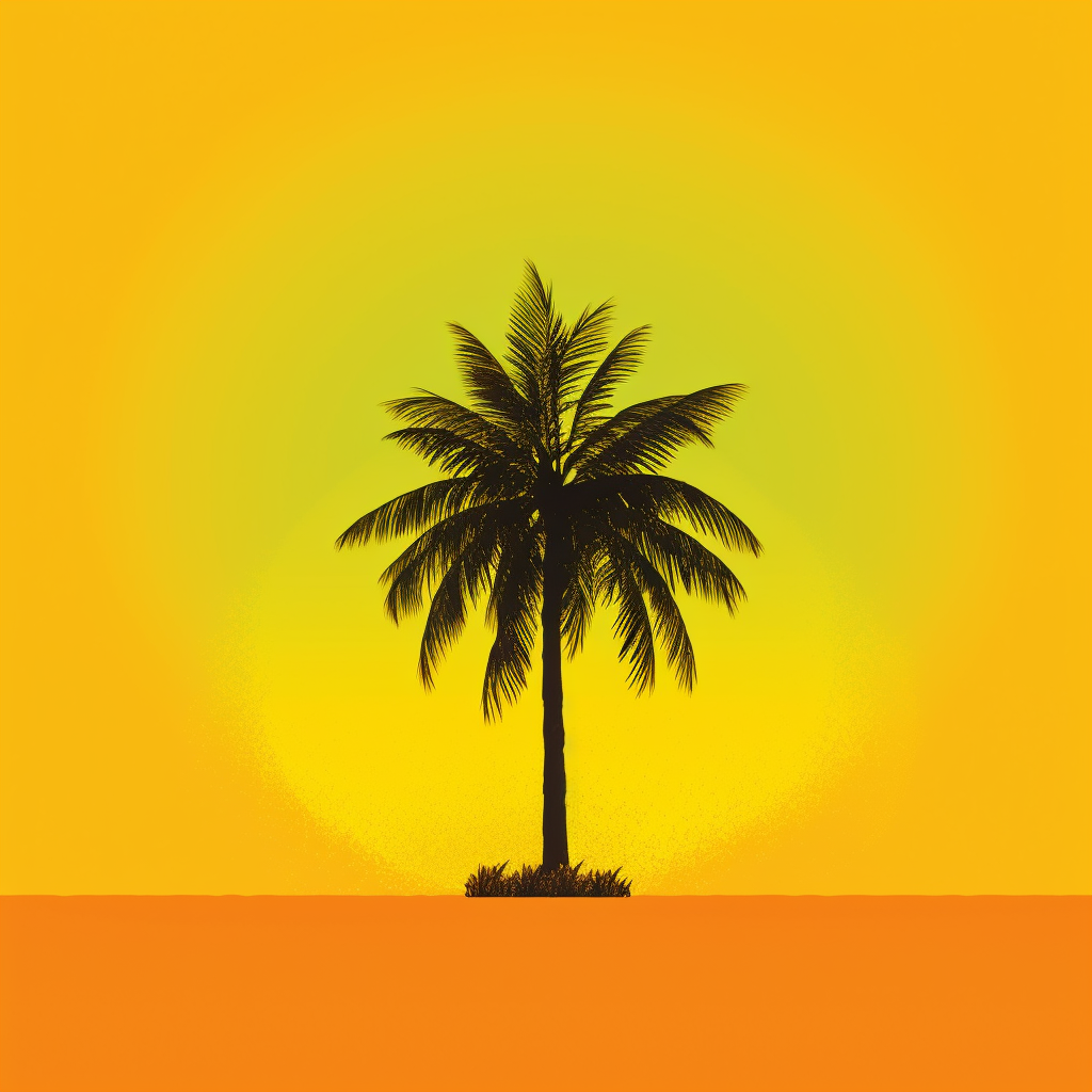 A Simple Palm Tree on a Bright Yellow Background