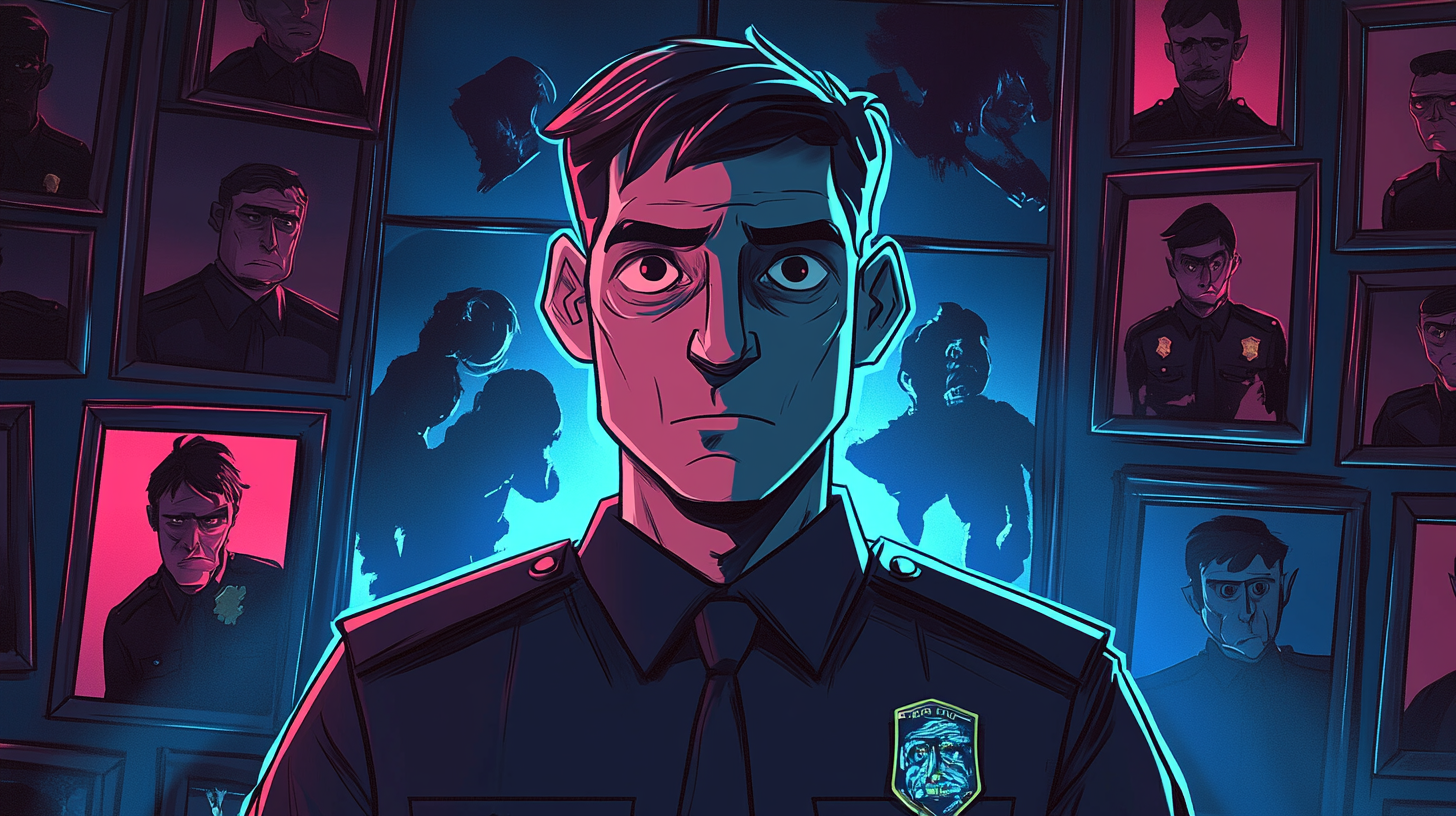 A Sinister Police Officer in Mysterious Shadows