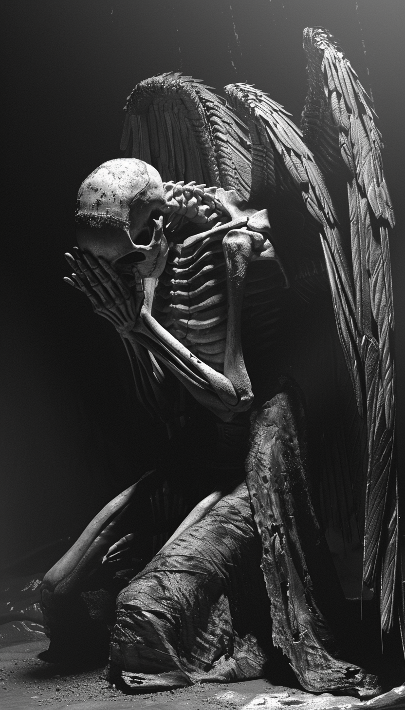 A Skeletal Angel's Desperate Prayer for Redemption