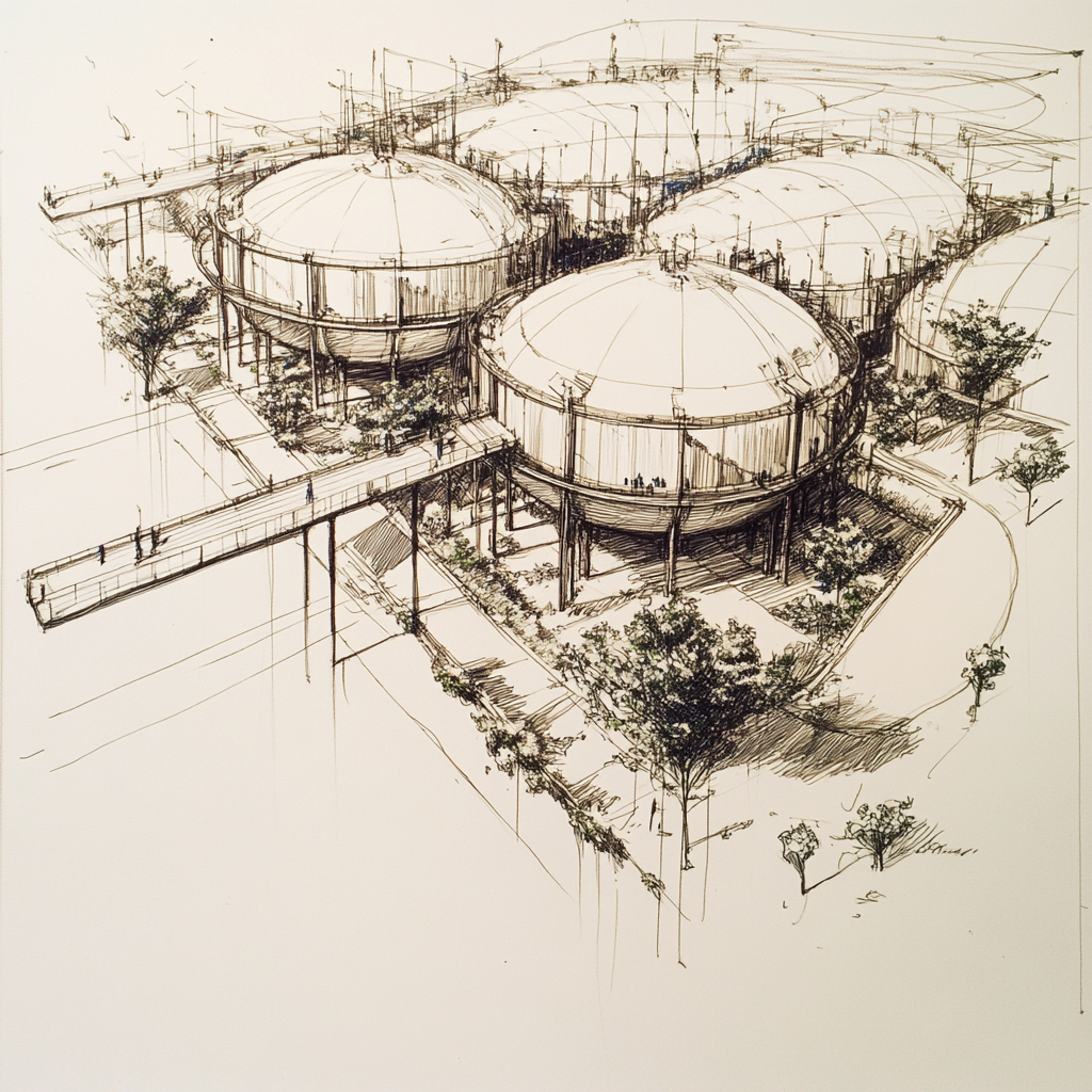 A Sketch of Plant Area with Storage Tanks