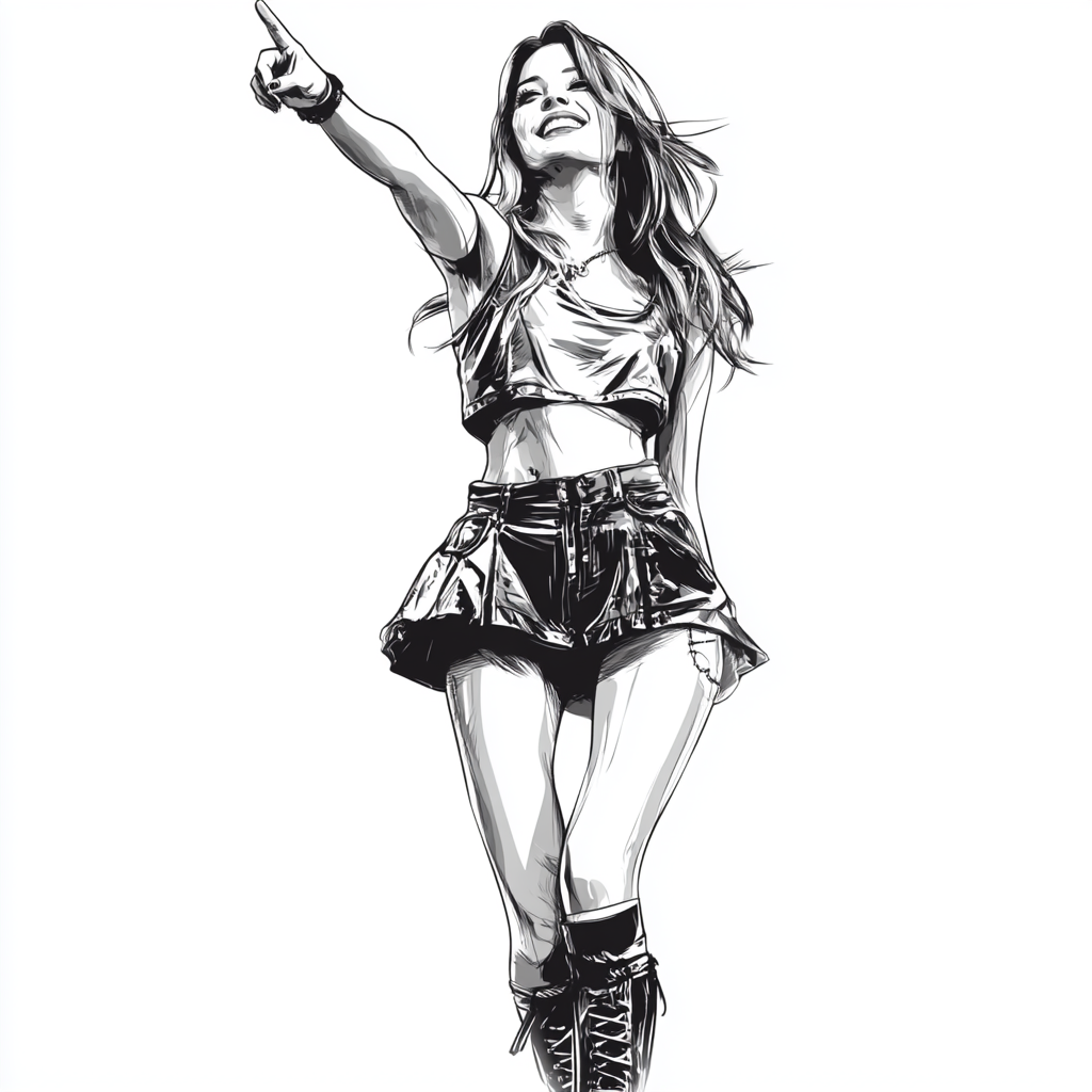 A Sketch of Smiling Female in Miniskirt