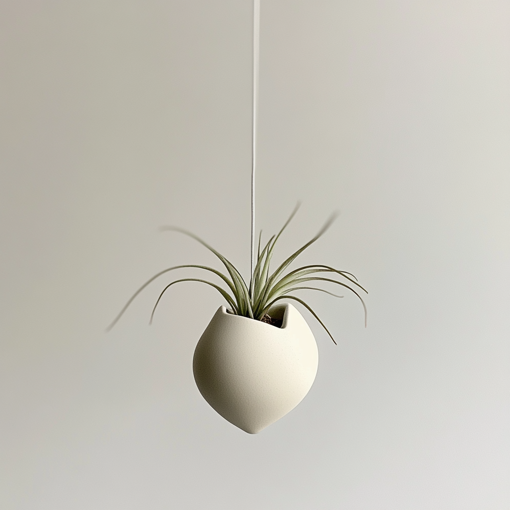 A Small White Hanging Plant Pot for Air Plants