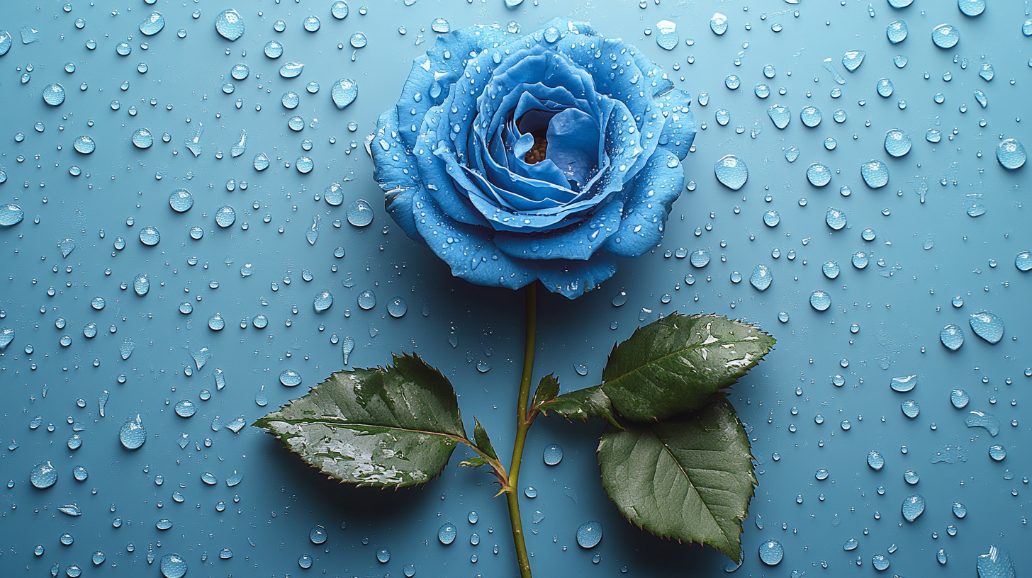 A Solitary Blue Rose on Textured Surface