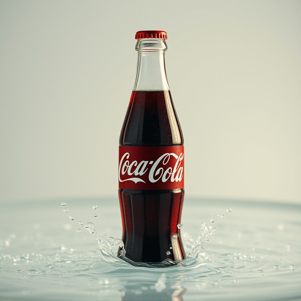 A Sparkling Coca-Cola Bottle on Water Image