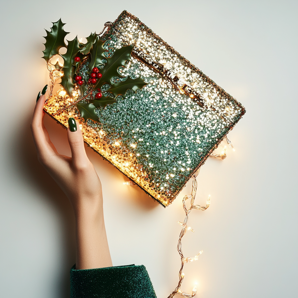 A Sparkly Holiday Purse with Festive Twinkle Lights