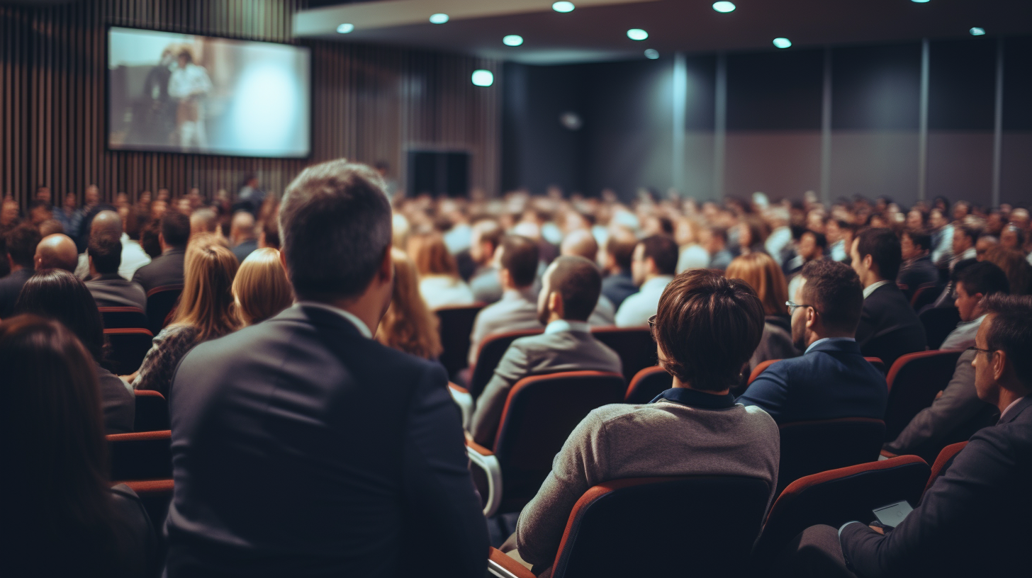 A Speaker at a Corporate Business Conference