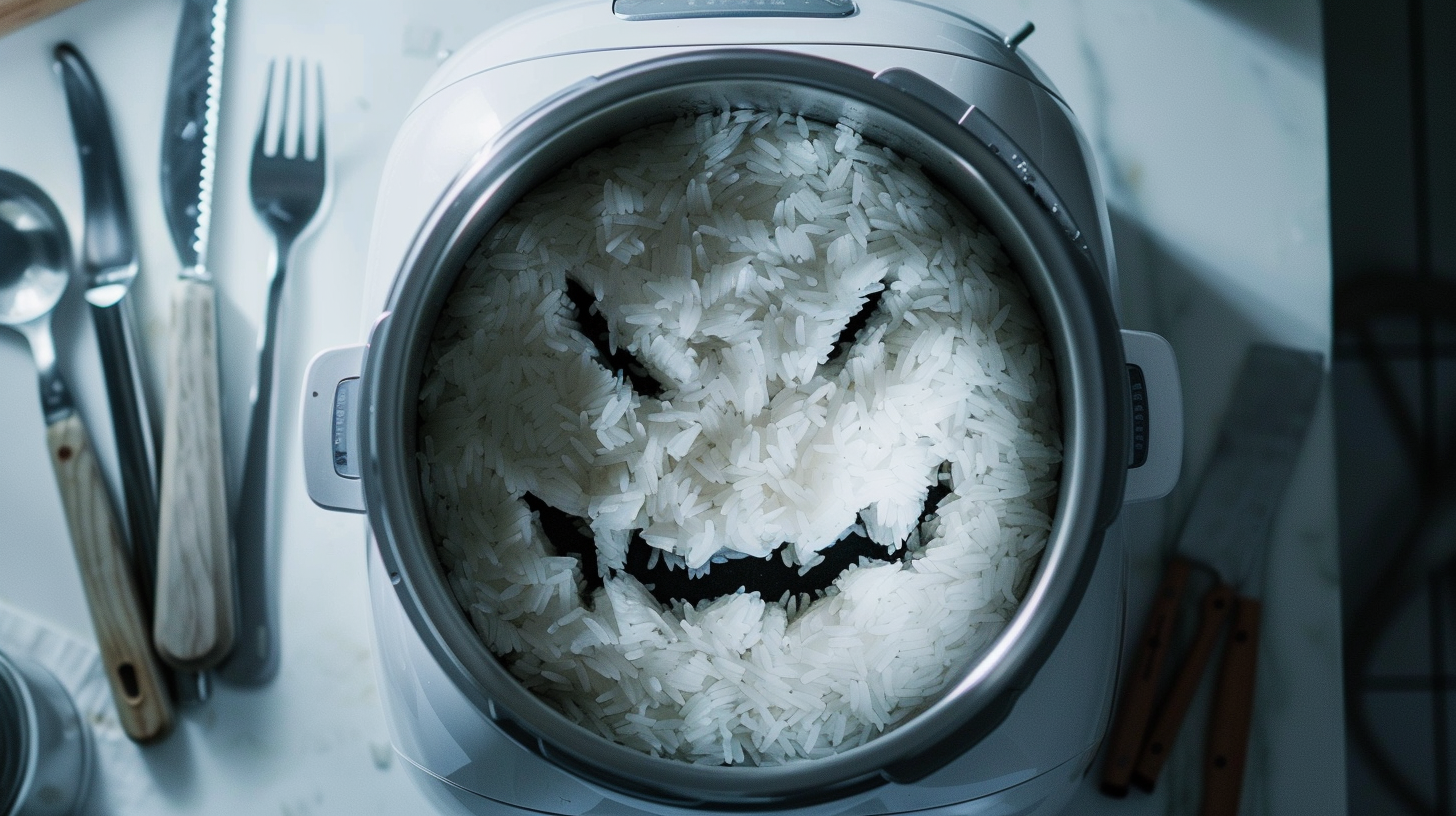 A Spotless Kitchen with Demon Face in Rice Cooker