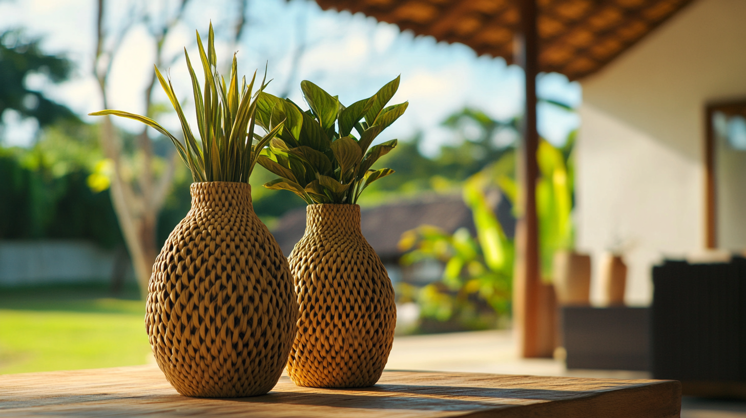 A Straw Vase with Plants