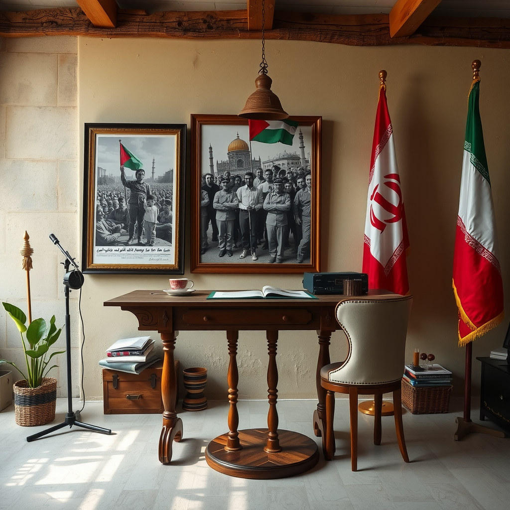 A Studio with Table, Martyrdom Picture and Flags