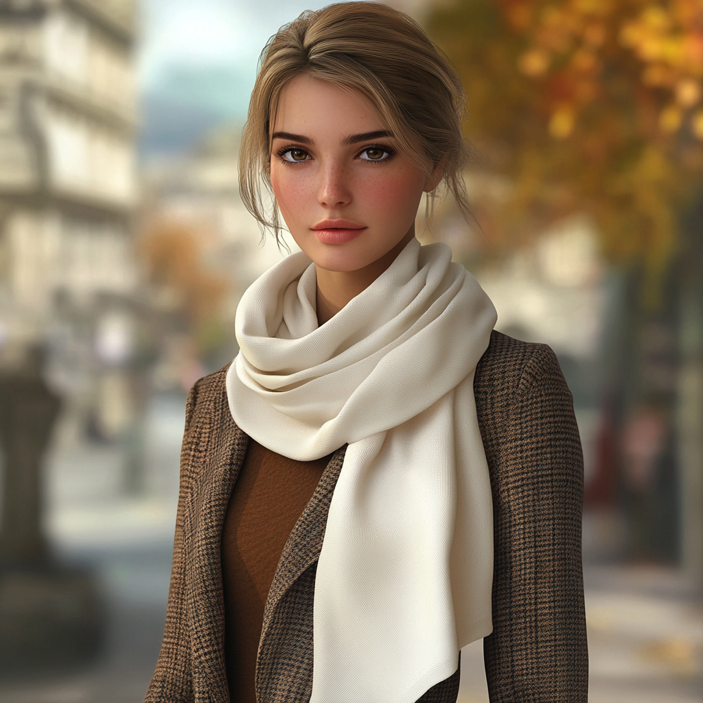 A Stylish Woman in Autumn Cityscape