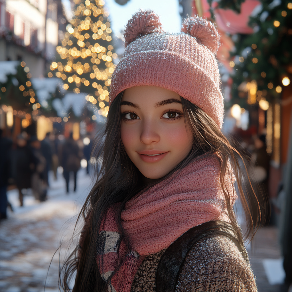 A Sunny Winter Afternoon in a Snowy Town