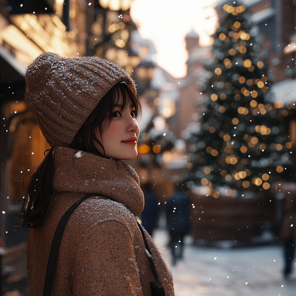 A Sunny Winter Festival in a Snowy Town