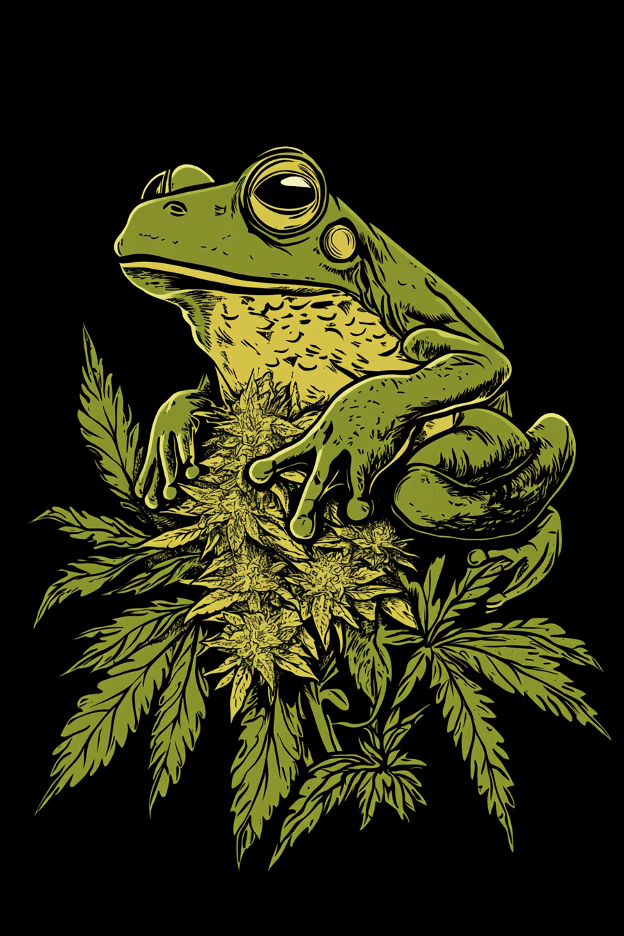 A Surreal Frog Flower Nug T-shirt Design