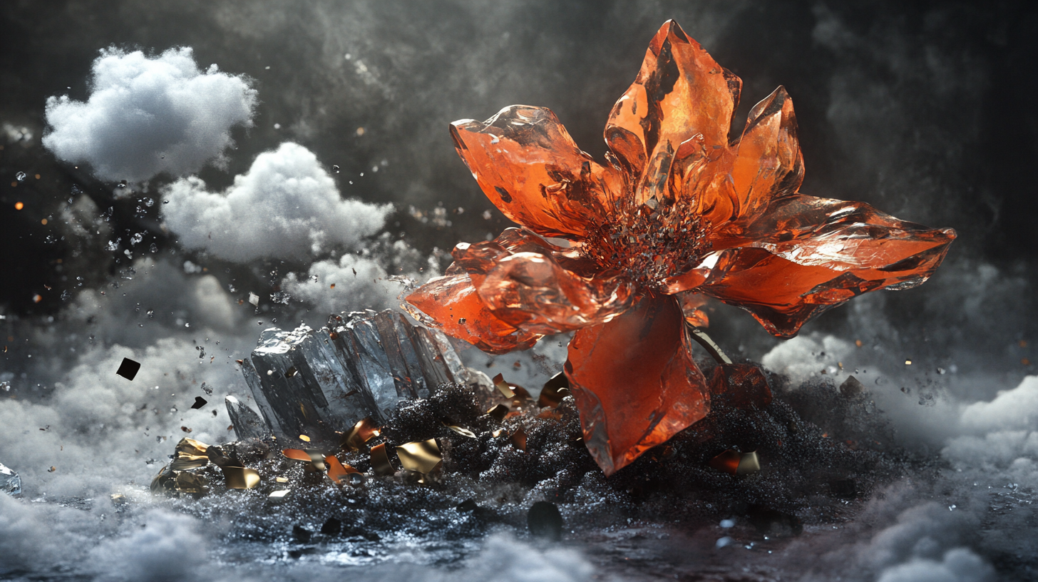 A Surreal Still Life with Frozen Flame, Stone Flowers