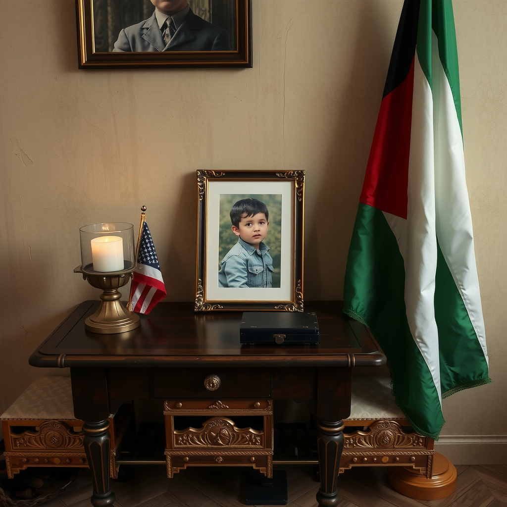 A Table, Martyrdom Picture, Childhood, Palestinian Flag image