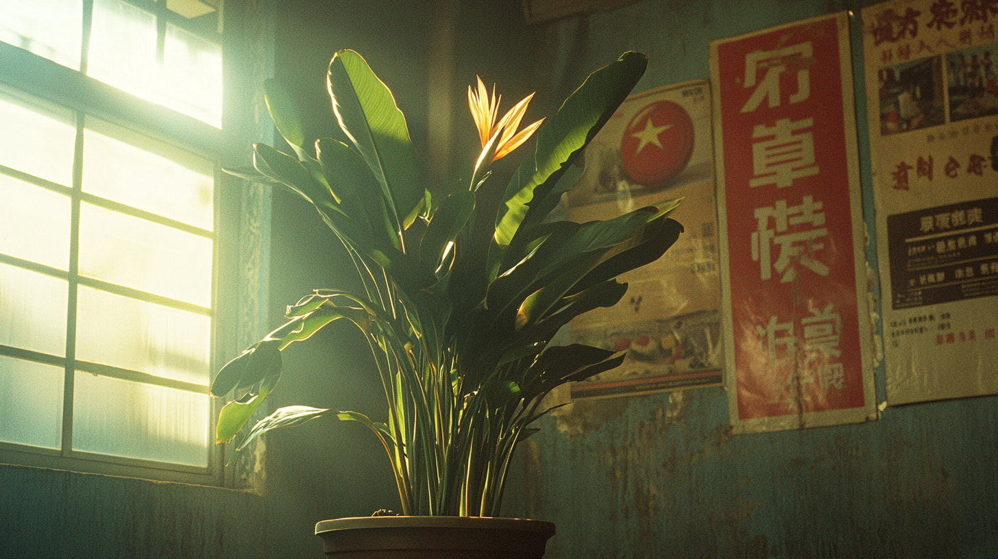 A Tall Bird of Paradise Plant in Sunlight