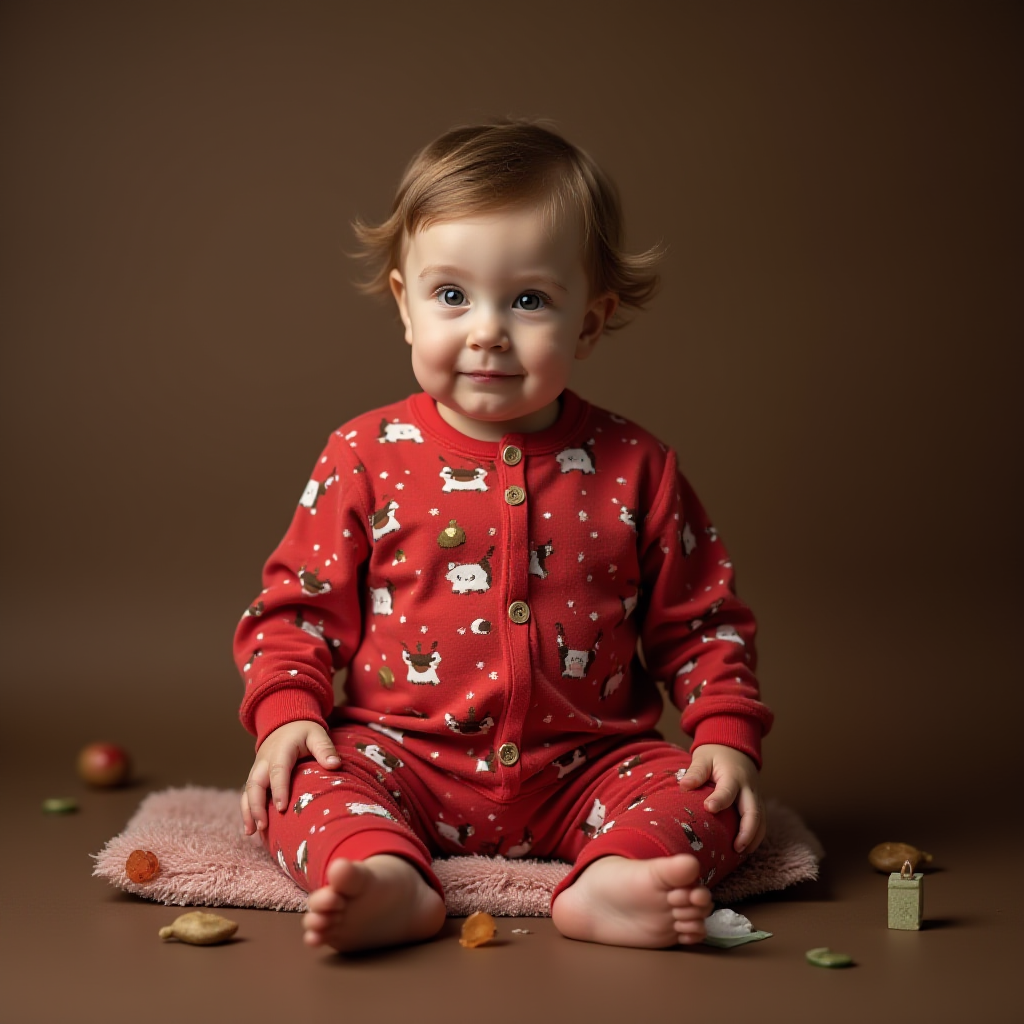 A Toddler Boy Growing Fatter on Christmas