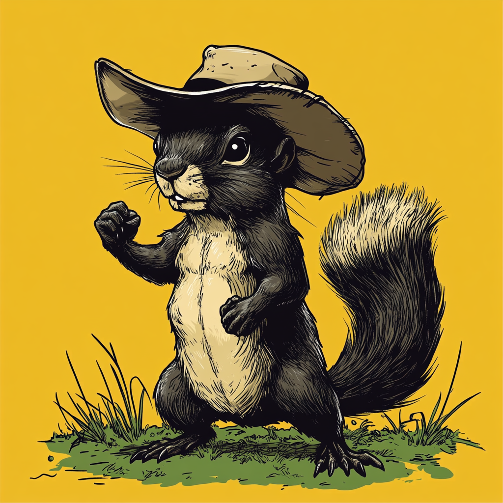 A Tough Squirrel in Cowboy Hat Ready to Fight