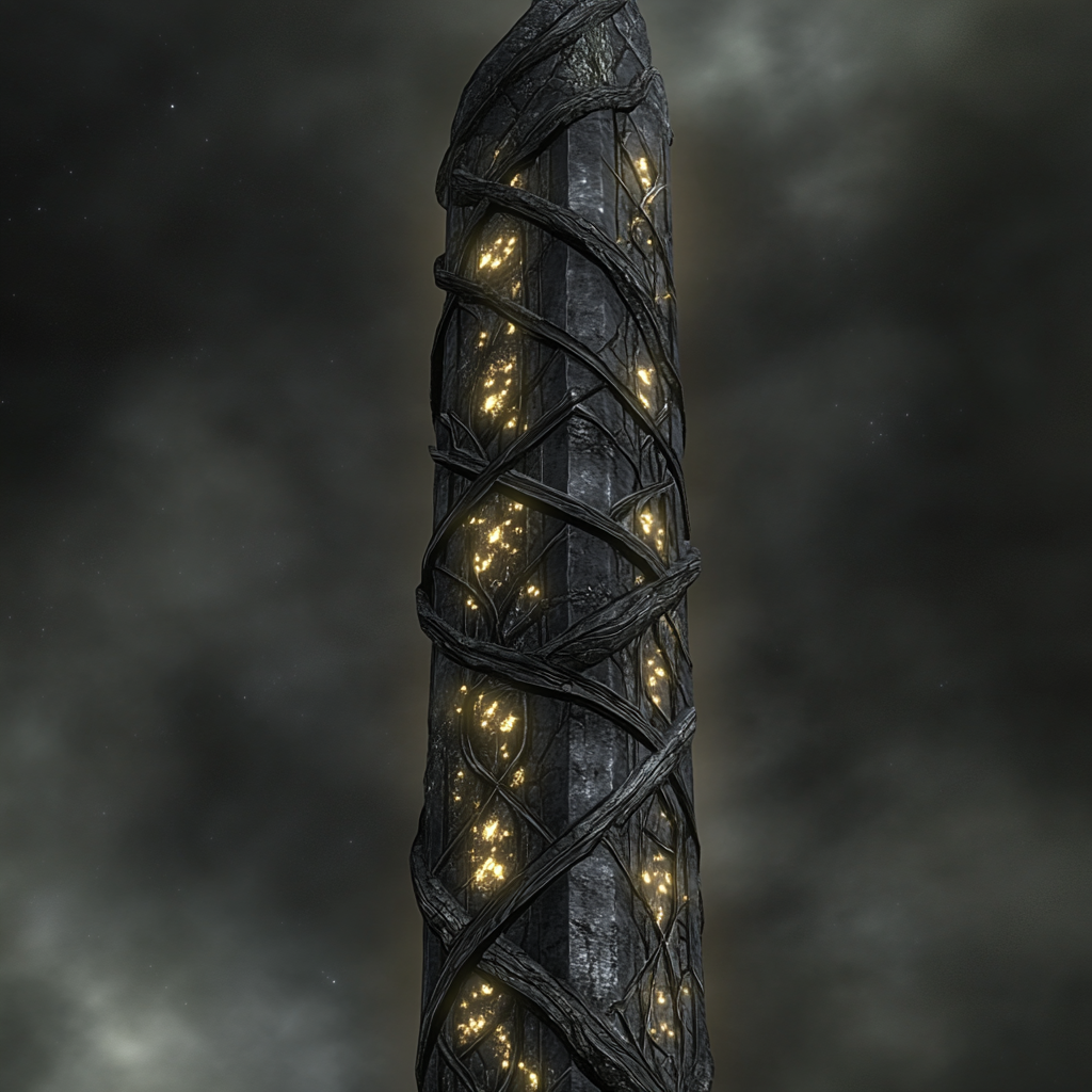 A Tower With Magical Runes and Darkened Glass