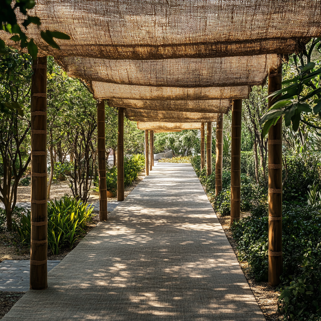 A Tranquil Jute Canopy Walkway in Nature