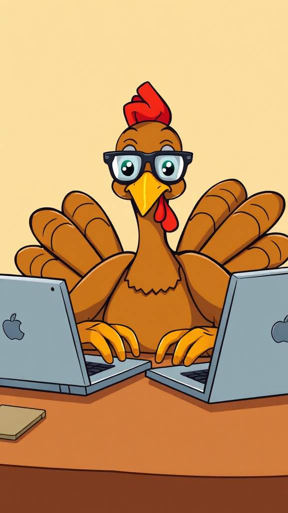 A Turkey in Glasses Typing on Laptop: Tips