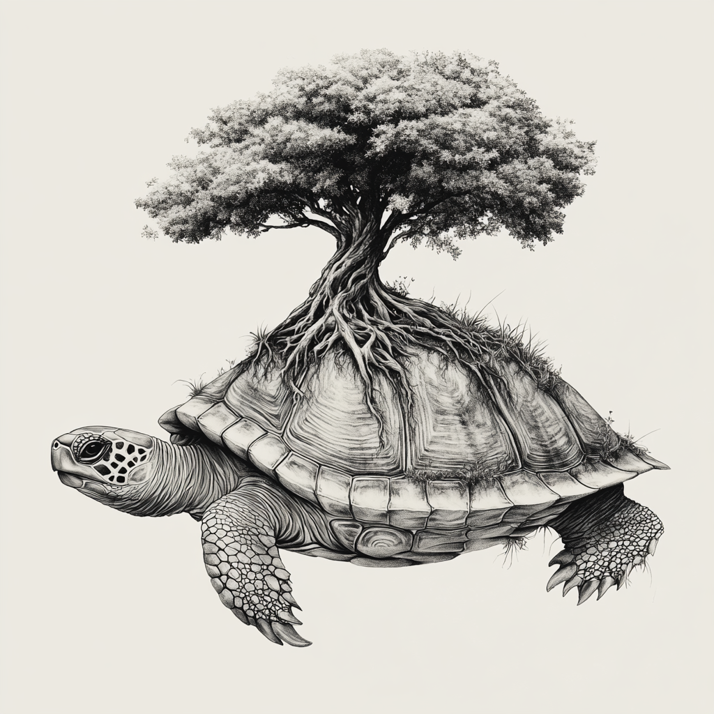 A Turtle Carrying a Tree on its Back