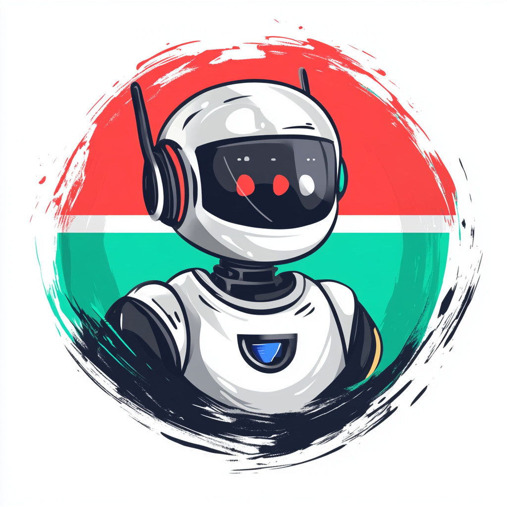 A UAE-themed tech support robot in circle