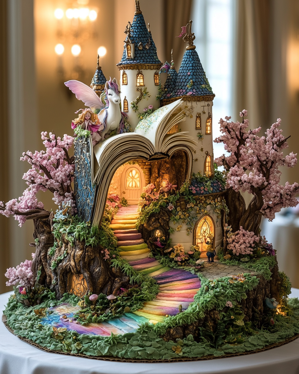 A Very Tall Cake with Magical Fairies