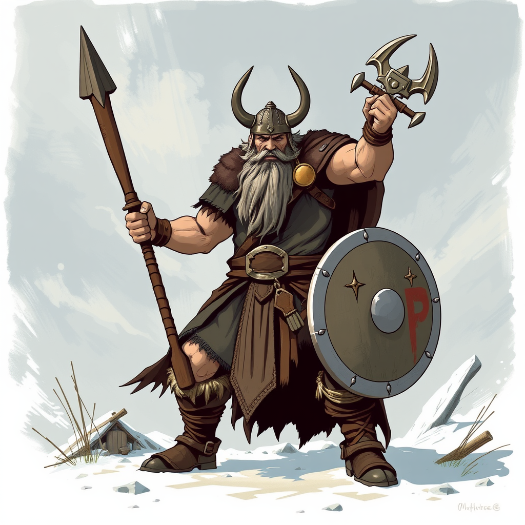 A Viking warrior in a battle.