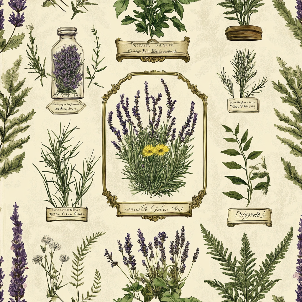 A Vintage Botanical Herb Wallpaper Design