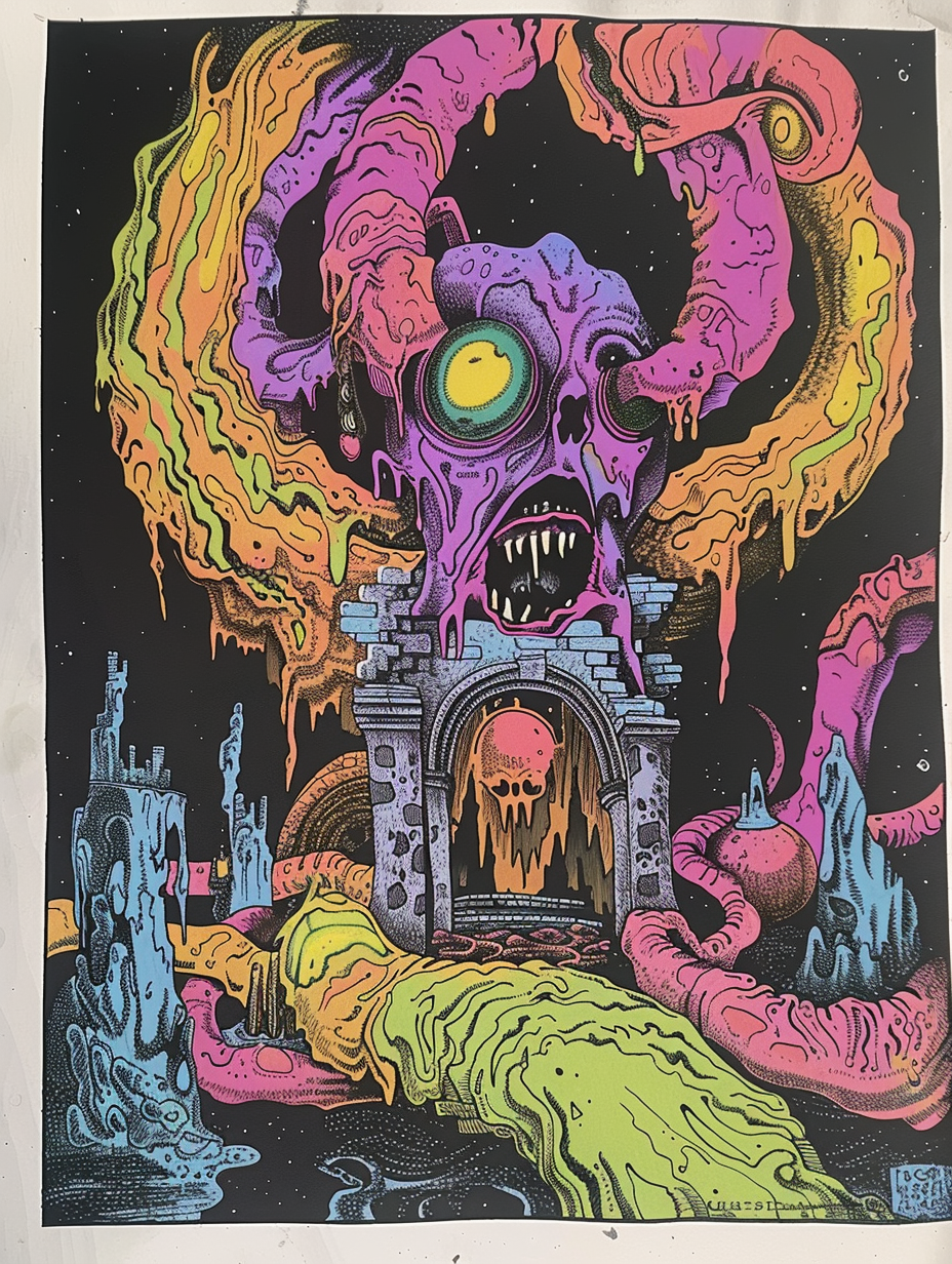 A Vintage Psychedelic Fantasy Trading Card Illustration