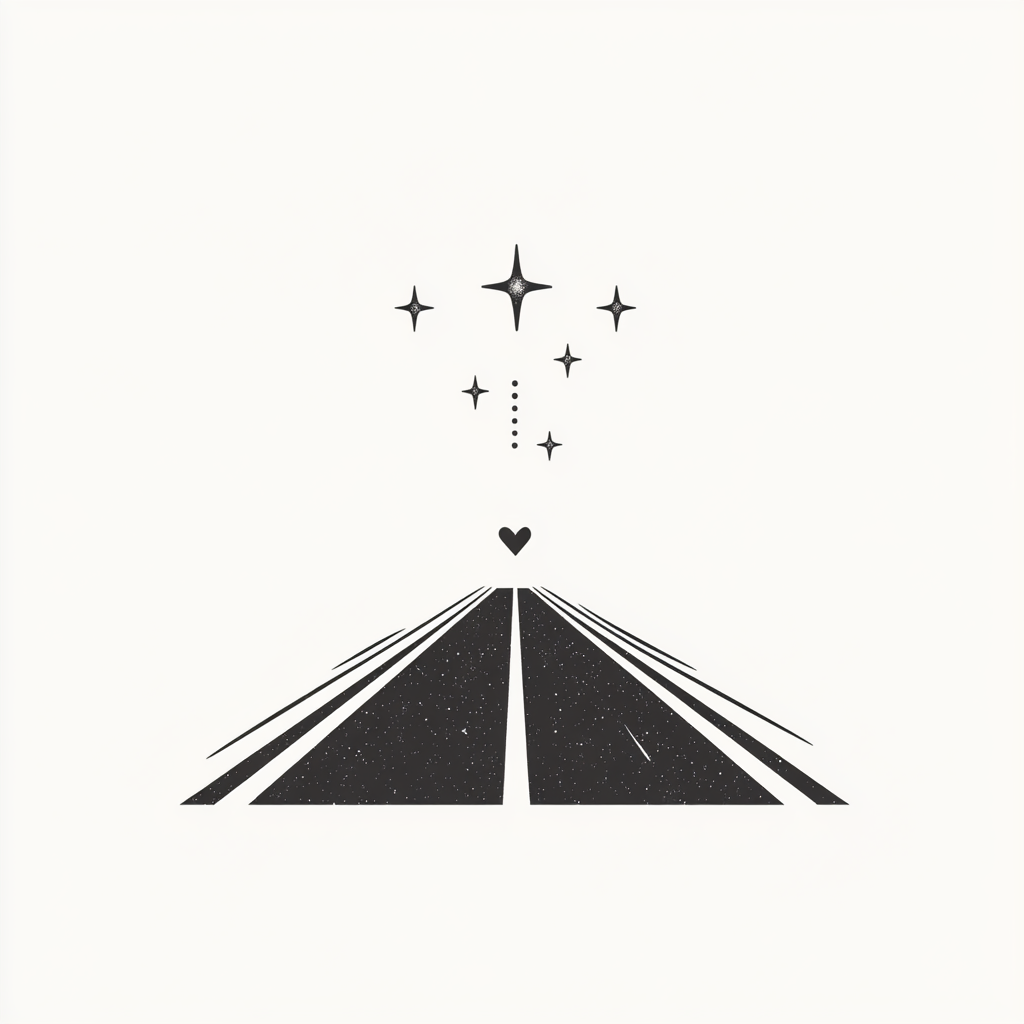 A Vintage Symbol of Road under Twinkling Stars