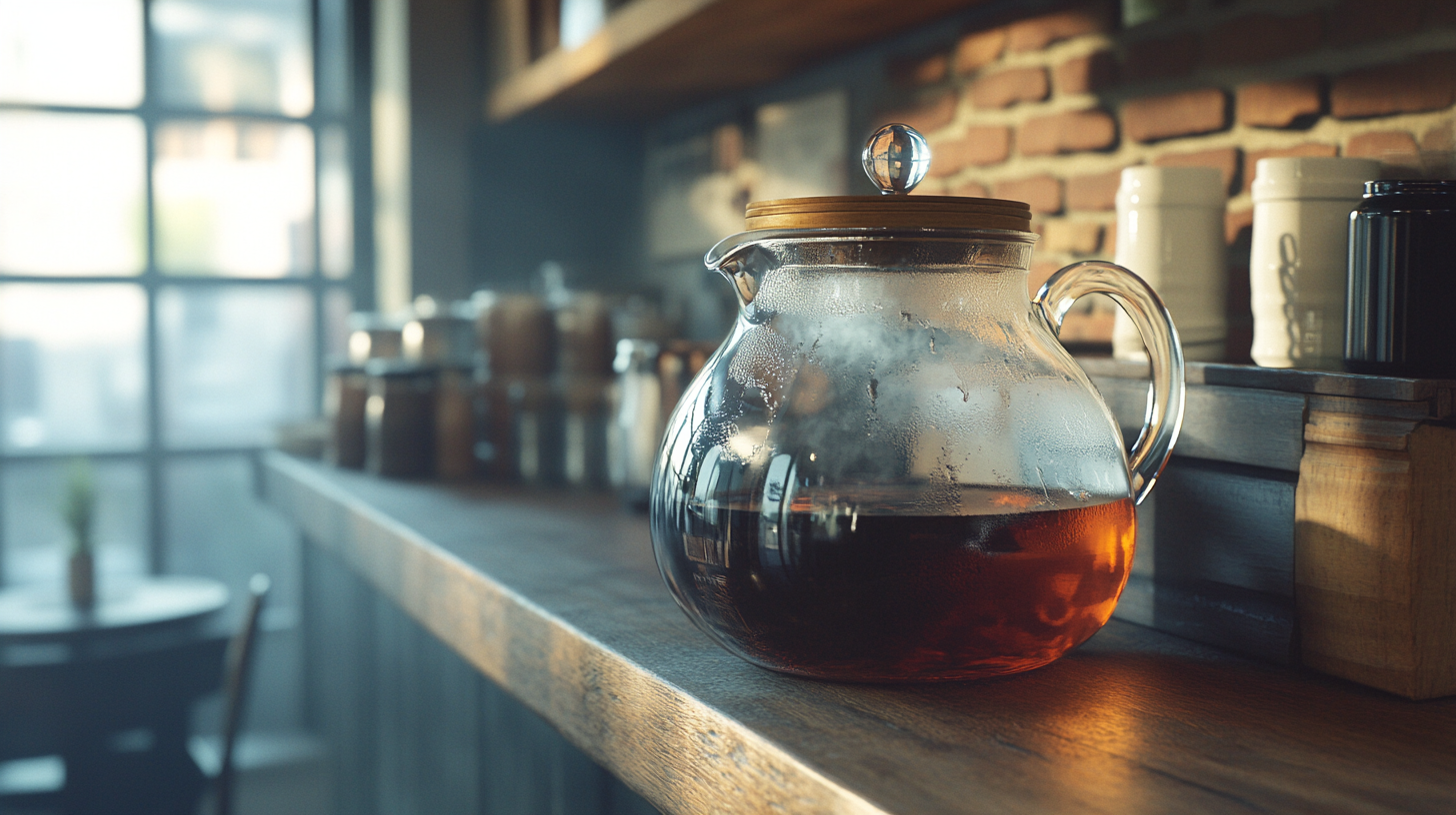 A Warm Café Atmosphere with Coffee Pot