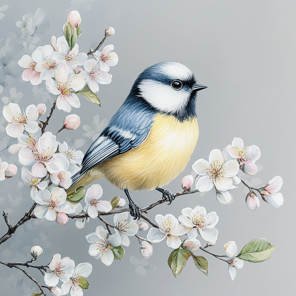 A Watercolor Illustration of a Bluebird in Spring