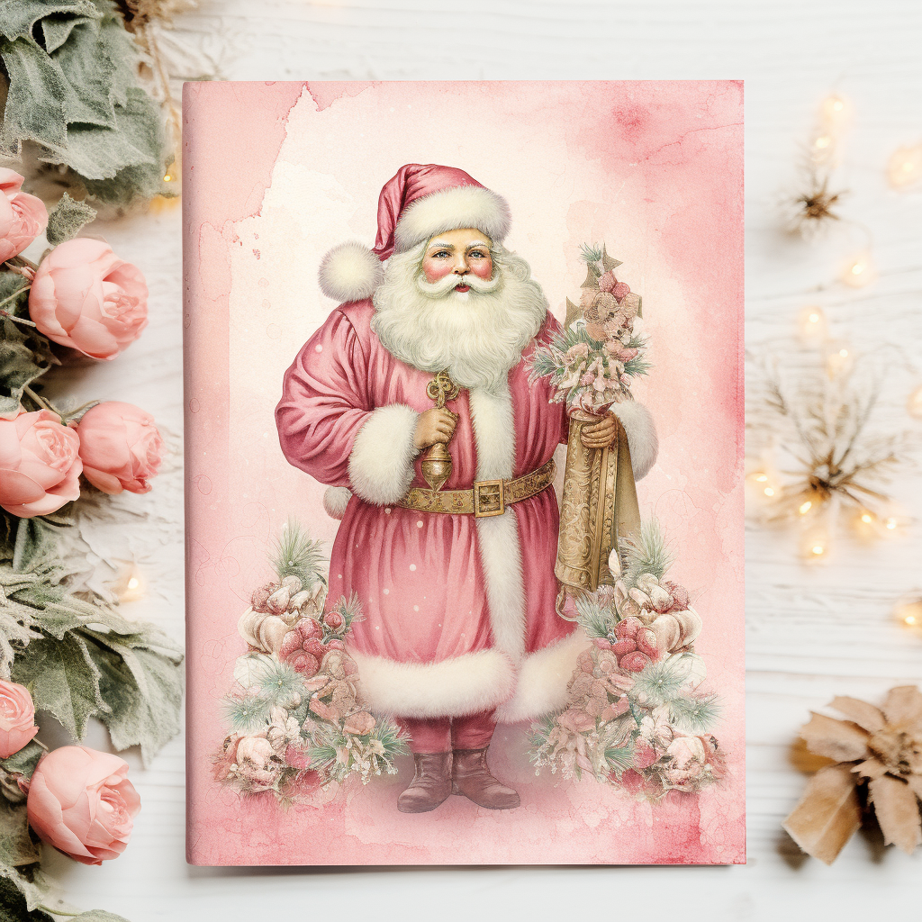 A Watercolor Pink Victorian Style Christmas Junk Journal