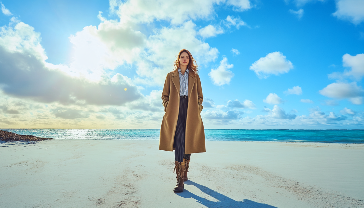 A Well Dressed Female Lawyer on Desert Beach