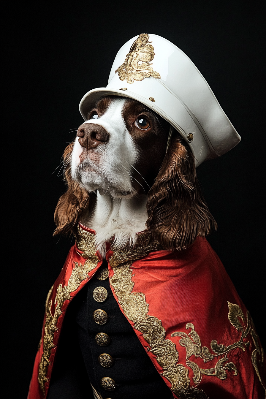 A Welsh Springer Spaniel in Historical English Costume