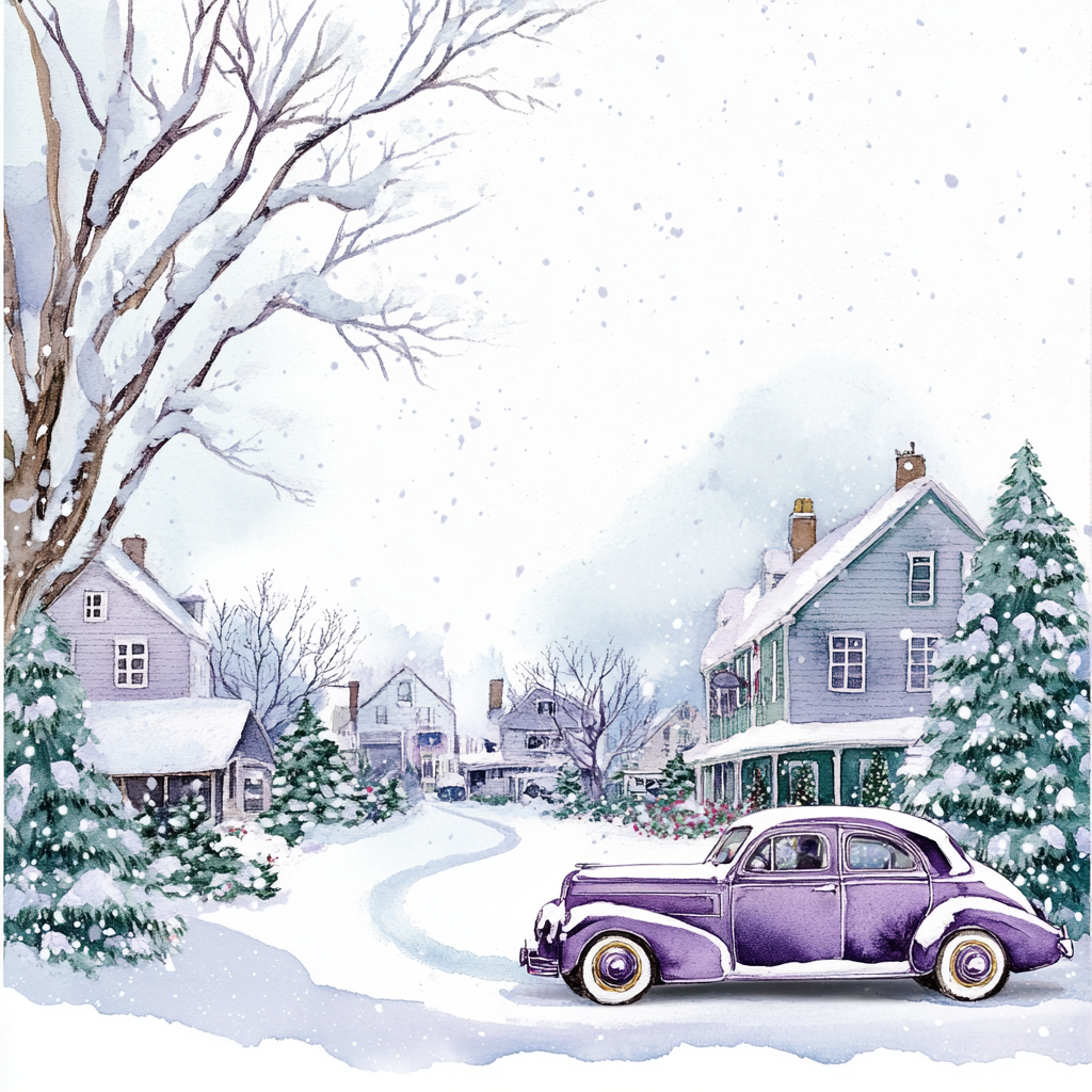 A Whimsical Winter Wonderland with Vintage Car Stationery