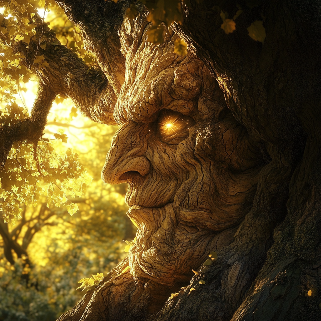 A Wise Ancient Tree Guardian in Hidden Glade